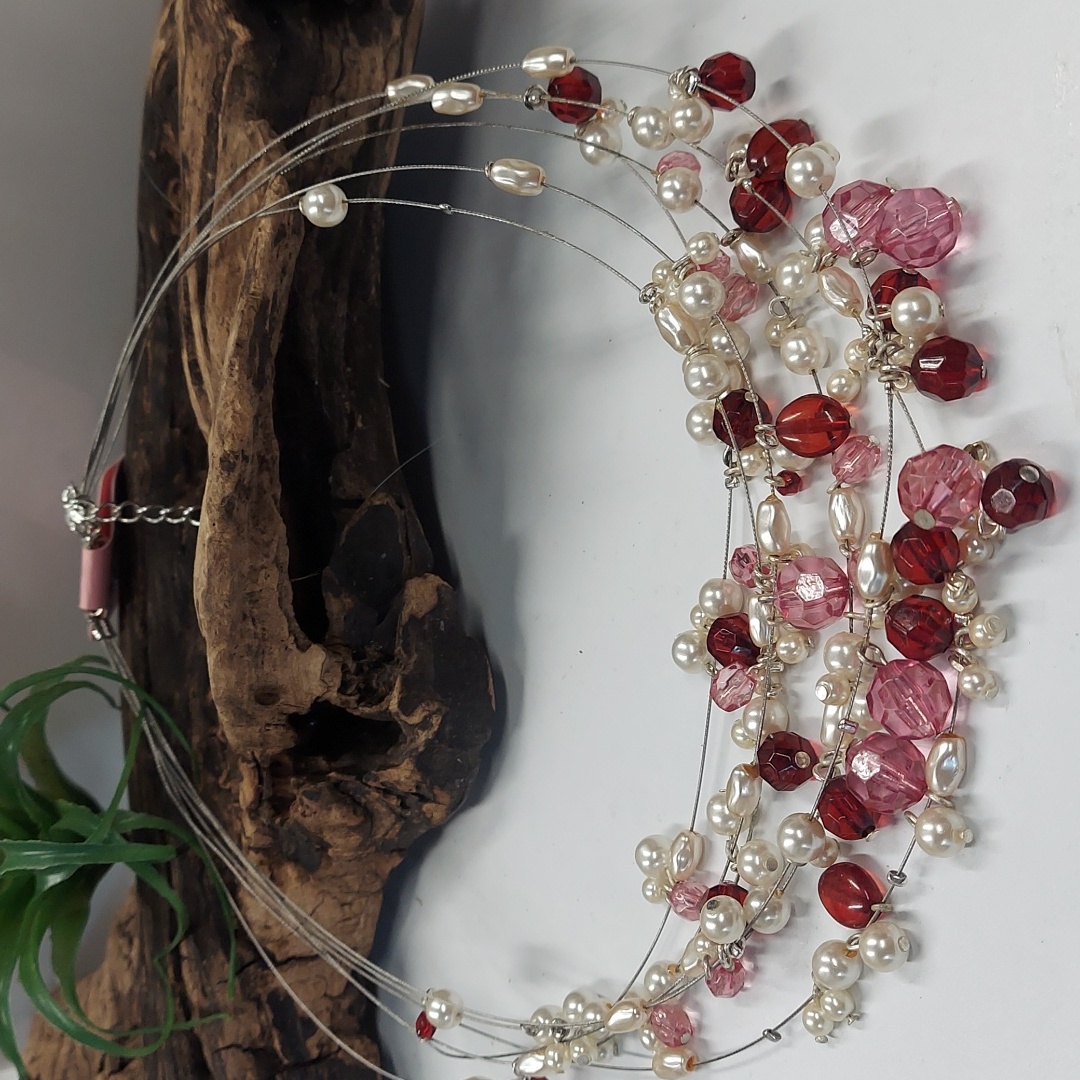 N314 6 Layer Beaded Wire Stacked Necklace 8$
